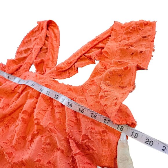 NWT Lauren Conrad Orange Boho Ruffle T Back Tank Top sz OX - Picture 8 of 9